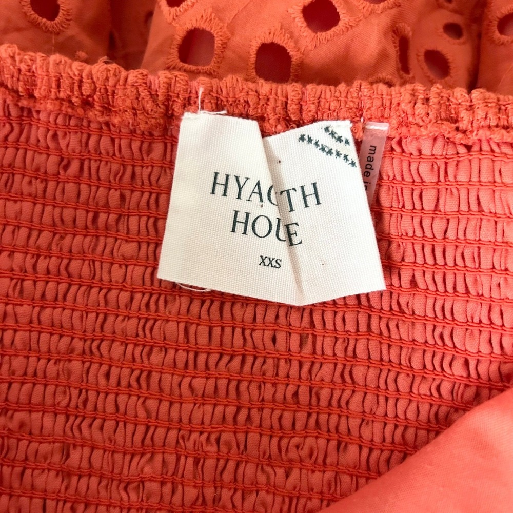 Tuckernuck Hyacinth House Orange Eyelet Clara Mini Dress Puff Sleeve XXS - Picture 5 of 6
